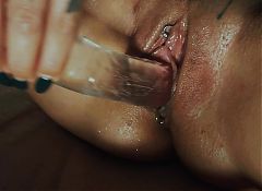 Mature with long nails and pierced pussy masturbates and makes herself with dildo and vibrator. , erotic, sensual