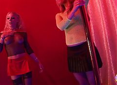 Two Blonde Strippers with Massive Tits Get Into a Fight but Finger and Make up